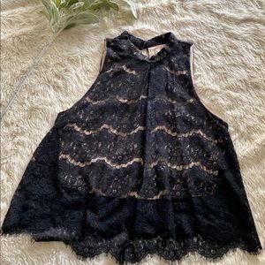 Love Fire Black Lace Top